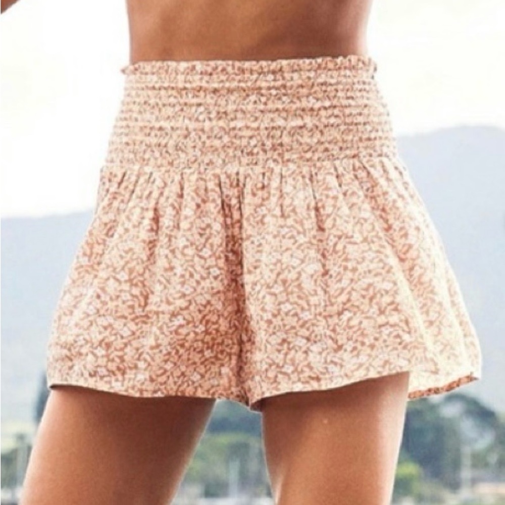 aerie Floral Smocked-Waist Skort